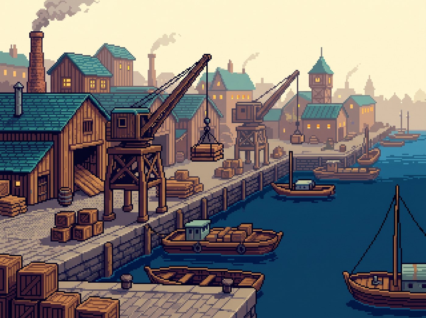 A working port town along the quay